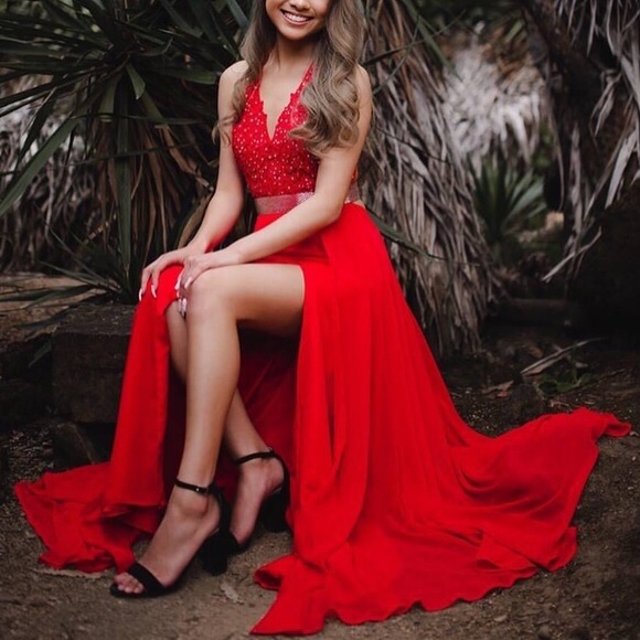 Mori Lee: Red Formal Dress - Picture 1 of 5